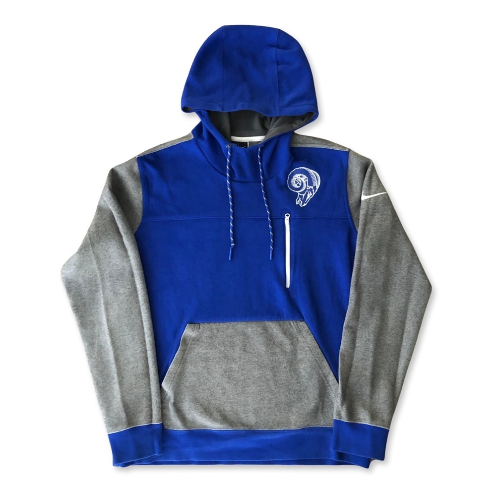 Nike Brand Los Angeles Rams Neck Hoodie Blue L